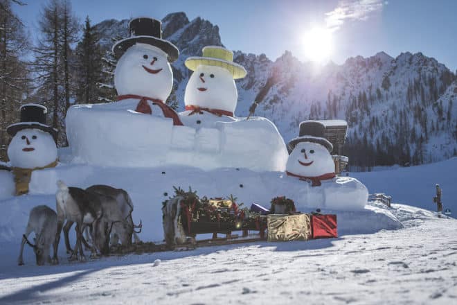 Im Skigebiet 3 Zinnen stehen die fünf einzigen freilebenden Rentiere in den Alpen gerne für ein Foto zur Verfügung.