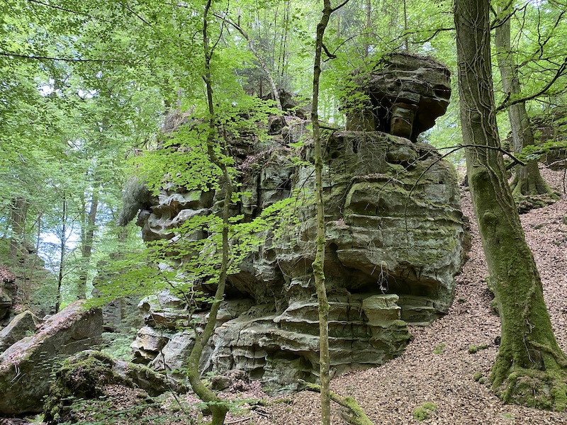 In der Teufelsschlucht schauen einen von allen Seiten bizarre Gesichter aus Sandstein an.